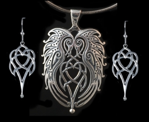 RAVENS HEART - Large Sterling Silver Celtic Pendant By Jen Delyth