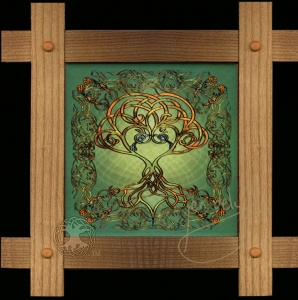 CELTIC TREE SONG  Wood Framed Tile by Jen Delyth