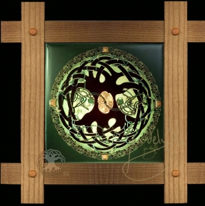 Celtic TREE OF LIFE MANDALA  Wood Framed Tile by Jen Delyth