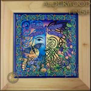 GARDEN green man blue woman Wood Framed Tile