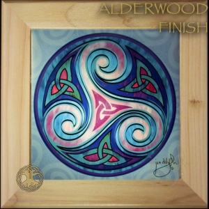 TRISKELE - Celtic Triple Goddess Wood Framed Tile by Jen Delyth