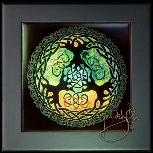 YGGDRASIL world tree of the Norse - Celtic Tree of Life by Jen Delyth Wood Framed Tile