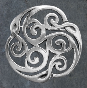 TRISKELION - Sterling Silver Celtic Brooch By Jen Delyth