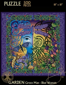 GARDEN green man / blue woman Celtic Jigsaw Puzzle