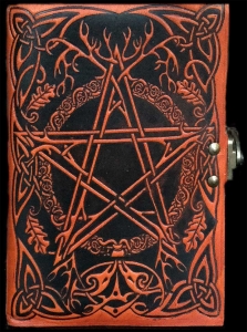 Earth Pentacle & Celtic Tree of Life Leather Journal by Jen Delyth
