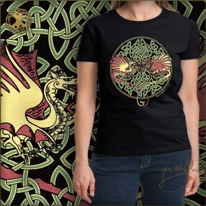 KELTIC DRAGONS WOMENS T Shirt Keltic Designs By Jen Delyth