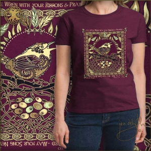 CELTIC WREN Women's Scoop T Shirt Keltic Designs By Jen Delyth