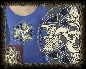 Celtic Doves - PEACE ON EARTh Triblend LS Tshirt By Jen Delyth