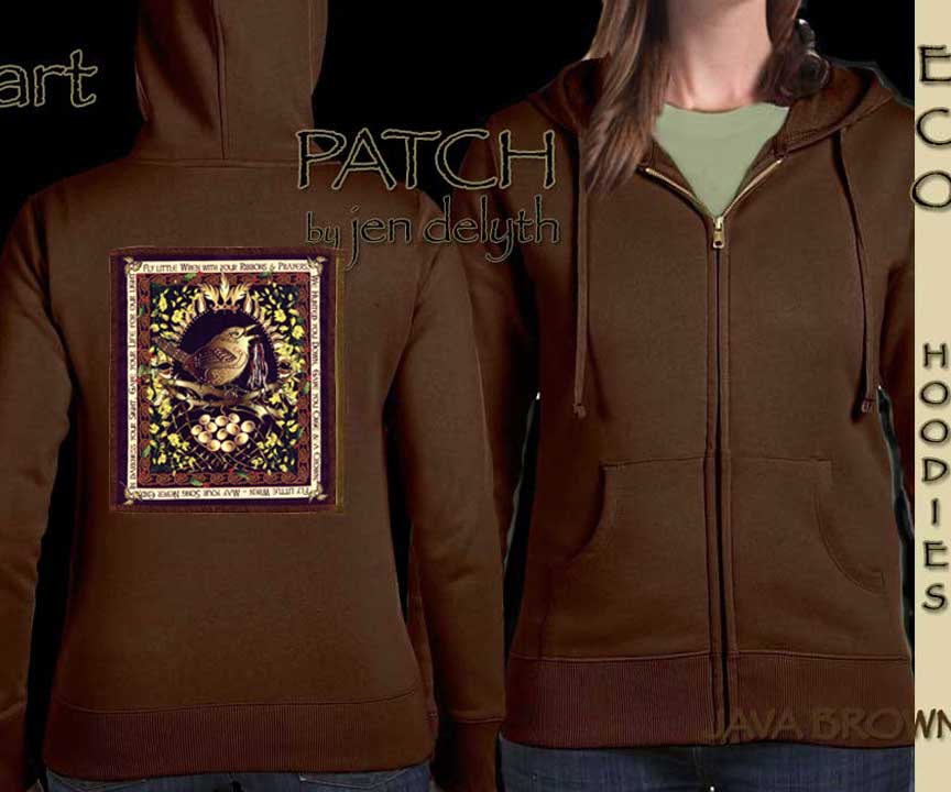 Woodland Fox artPATCH Ladies Hoodie by Jen Delyth - Celtic Art Studio  original designs, symbols and meanings - creator of Celtic Tree of Life