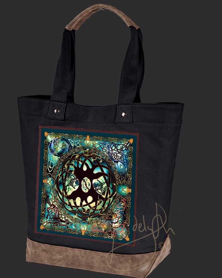 TREE OF LIFE artPATCH Canvas Resort Tote bag By Jen Delyth