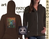 AWEN Bamboo Ladies Hoodie Celtic artPATCH by Jen Delyth chocolate