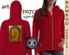 MELANGELL OF THE HARES Bamboo Ladies Hoodie Celtic artPATCH by Jen Delyth RED