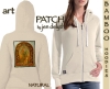 MELANGELL OF THE HARES Bamboo Ladies Hoodie Celtic artPATCH by Jen Delyth NATURAL