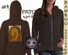 MELANGELL OF THE HARES Bamboo Ladies Hoodie Celtic artPATCH by Jen Delyth CHOCOLATE