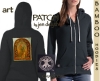 MELANGELL OF THE HARES Bamboo Ladies Hoodie Celtic artPATCH by Jen Delyth CHARCOAL
