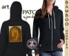 MELANGELL OF THE HARES Bamboo Ladies Hoodie Celtic artPATCH by Jen Delyth BLACK