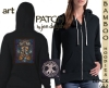 BLODEUWEDD THE OWL Bamboo Ladies Hoodie Celtic artPATCH by Jen Delyth BLACK
