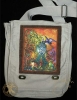 AWEN inspiration - Hemp Fringed Twill Patch on Canvas Field Bag by Jen Delyth PUTTY