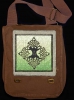 Elemental Celtic Tree of Life Hemp Fringed Patch Canvas Field Bag by Jen Delyth