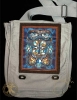 CELTIC OWL - blodeuwedd - Hemp Fringed Twill Patch on artPATCH Canvas Field Bag by Jen Delyth.