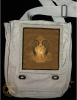 RAVENS HEART Hemp Fringed Twill Patch on artPATCH Canvas Field Bag by Jen delyth