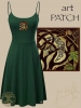 Woodland Celtic Moon and Fox Spagettti Dress by Jen Delyth GREEN FRONT
