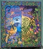 the GARDEN - Green Man Blue Woman Celtic Fine Art Canvas by jen delyth