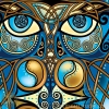 Celtic Owl detail of Print by Jen Delyth