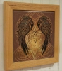 Celtic RAVENS HEART Alder Framed Ceramic Tile by Jen Delyth
