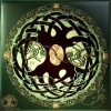 Celtic Tree of Life Mandala Black Framed Ceramic Tile by Jen Delyth