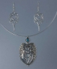 Ravens Heart Pendant and Hearts Earrings Set by Jen Delyth