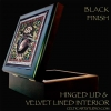 Celtic Wren Tiled Keepsake Box Black Front - by Jen Delyth