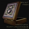 Celtic Wren Tiled Keepsake Box Walnut Velvet Lined - by Jen Delyth