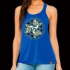 CELTIC DOVES - Peace on Earth in all the Celtic Languages around the triple entwined Doves Flowy Royal Blue Tank