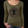 model CELTIC TREE OF LIFE by jen delyth LS Heather Triblend VIN MILITARY GREEN