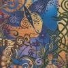 The Garden - Green Man Blue Woman WAll Hanging Detail by jen delyth