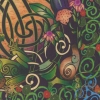 The Garden - Green Man Blue Woman WAll Hanging Detail by jen delyth