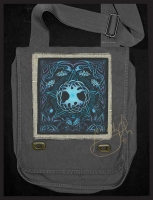 CELTIC TREE OF LIFE - EARTH PENTACLE  Hemp Fringed Twill Patch on artPATCH Canvas Field Bag by Jen Delyth