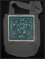 Spiral Dance - The weavers Hemp Fringed Twill Patch on artPATCH Canvas Field Bag by Jen Delyth