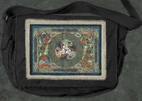 MORRIGAN Celtic RAVENS artPATCH Canvas Messenger Bag By Jen Delyth