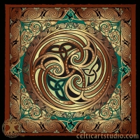 Celtic Spiral Dance - Triskele triple spiral  Fine Art Print by Jen Delyth