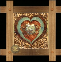 Celtic LOVERS Y Cariadon Wood Framed Tile