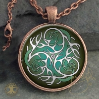 Antlers & Moons - Vintage Celt Copper Glass Domed Pendant By Jen Delyth