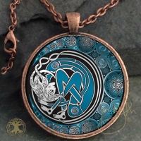 Arianrhod - Celtic Moon spirit - Vintage Celt Copper Glass Domed Pendant By Jen Delyth
