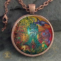 AWEN - Vintage Celt Copper Glass Domed Pendant By Jen Delyth