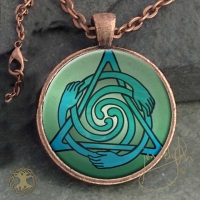 Celtic Healers  - Vintage Celt Copper Glass Domed Pendant By Jen Delyth