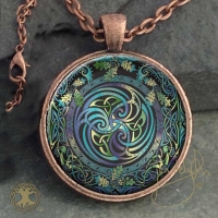 Shadow Weavers  - Vintage Celt Copper Glass Domed Pendant By Jen Delyth