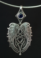 RAVENS HEART - SMALL Sterling Silver Celtic Pendant By Jen Delyth
