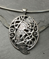 Celtic Woodland Fox - Large Sterling Silver Celtic Pendant By Jen Delyth