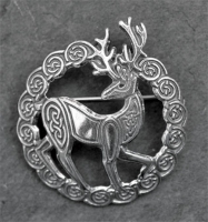 HERNE stag - Sterling Silver Celtic Brooch By Jen Delyth